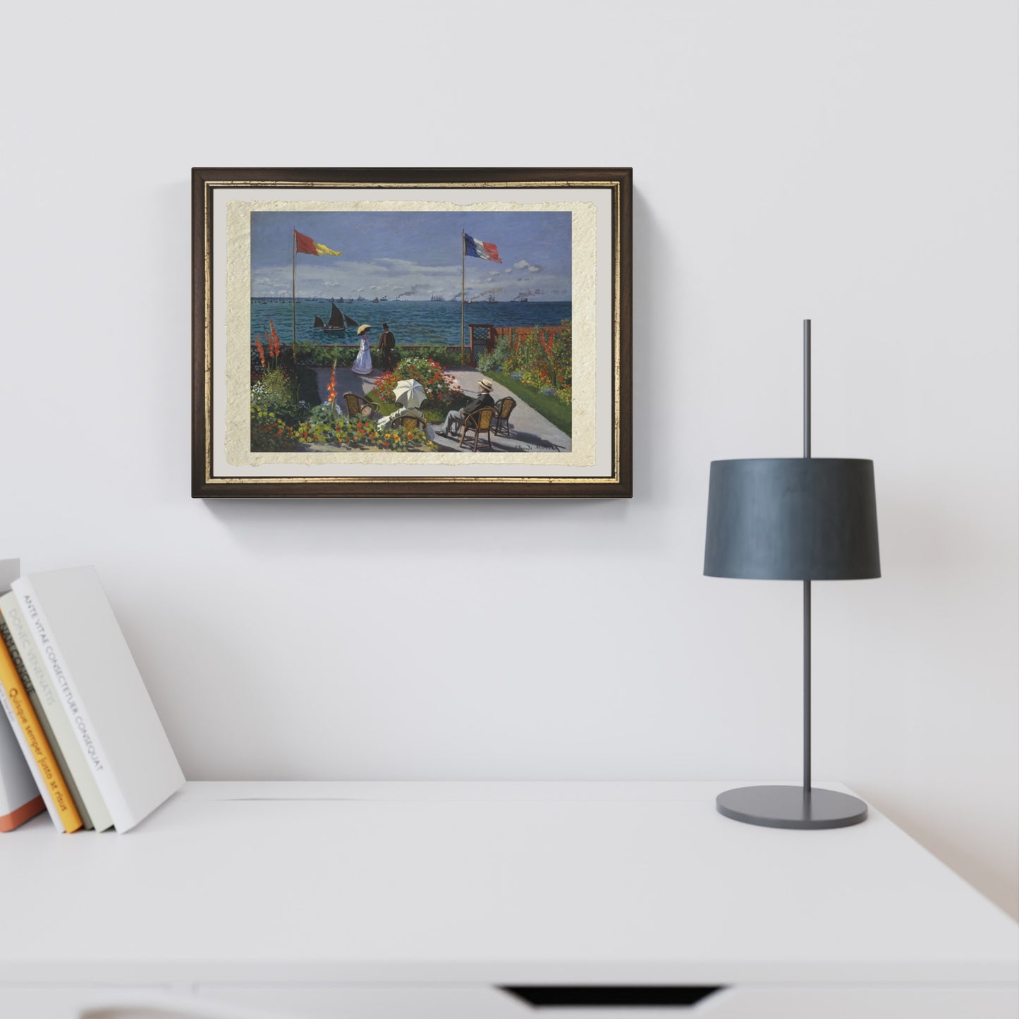 La Terrazza a Sainte-Adresse di Claude Monet su pregiata carta Amalfi