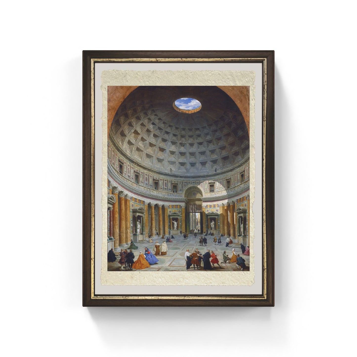 Interno del Pantheon Roma, Giovanni Paolo Pannini su pregiata Carta Amalfi