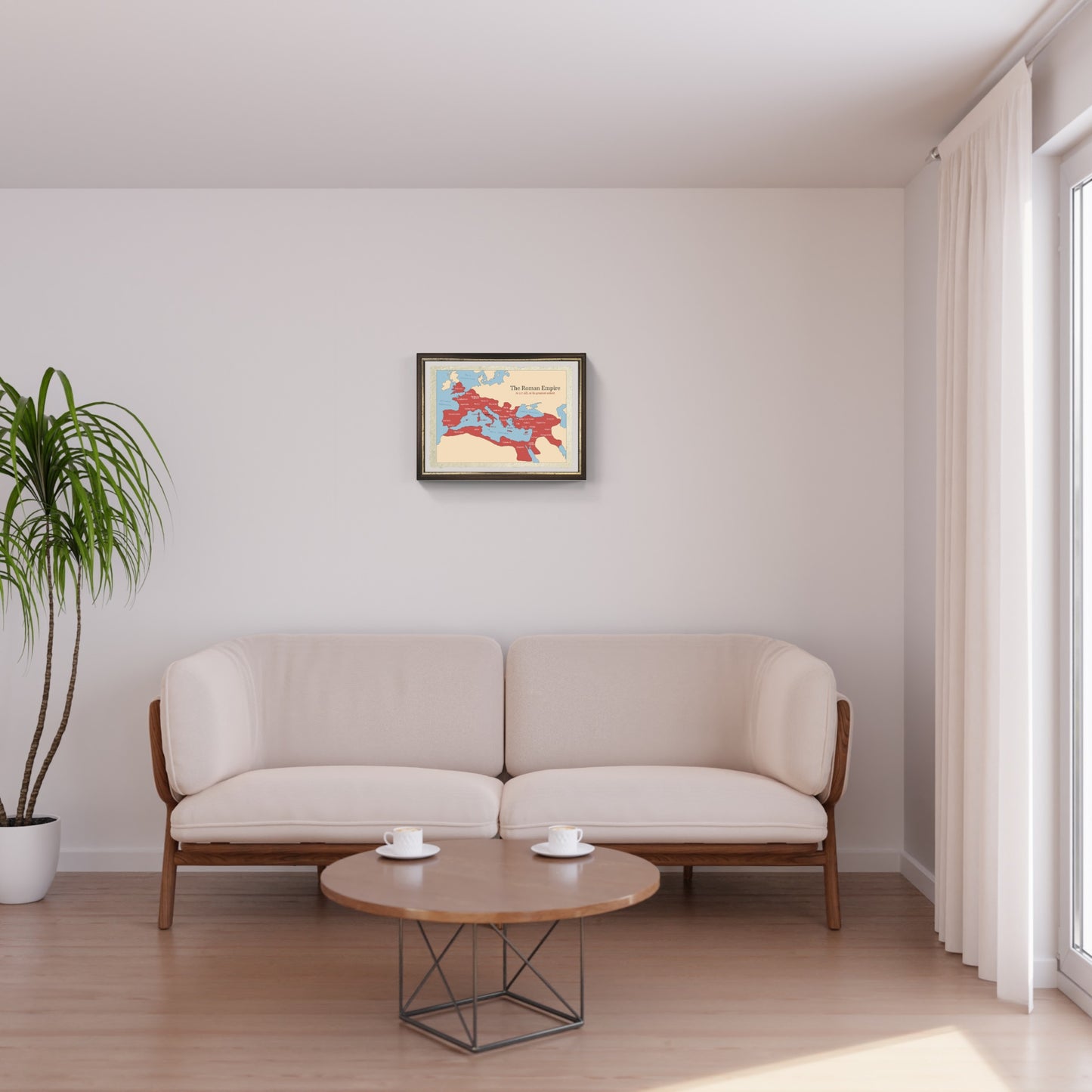 The Roman Empire at its greatest extent. Map with provinces on fine Amalfi paper