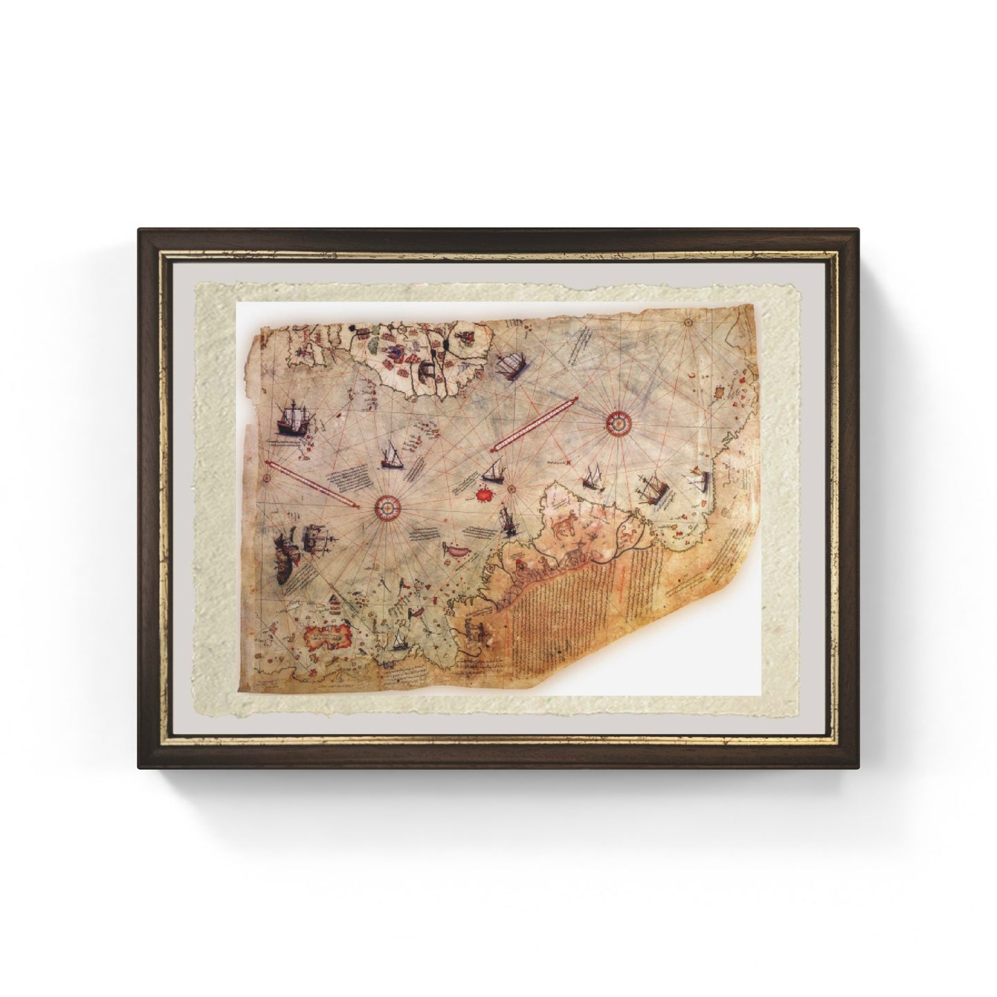 Mappa di Piri Reis su pregiata carta Amalfi