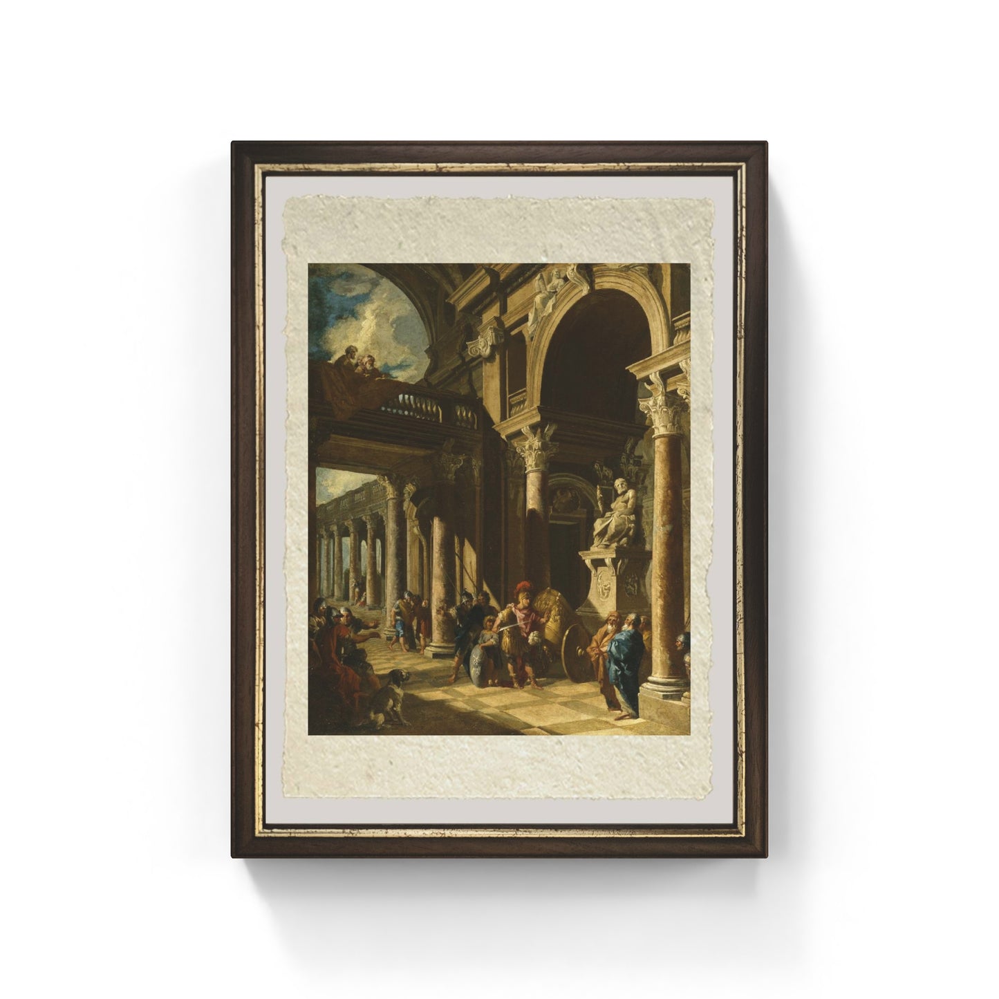 Alexander the Great cuts the Gordian knot, Giovanni Paolo Pannini on fine Amalfi paper