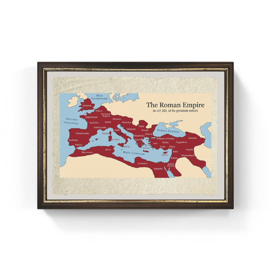 L'impero romano alla massima espansione. Mappa con le province su pregiata carta Amalfi