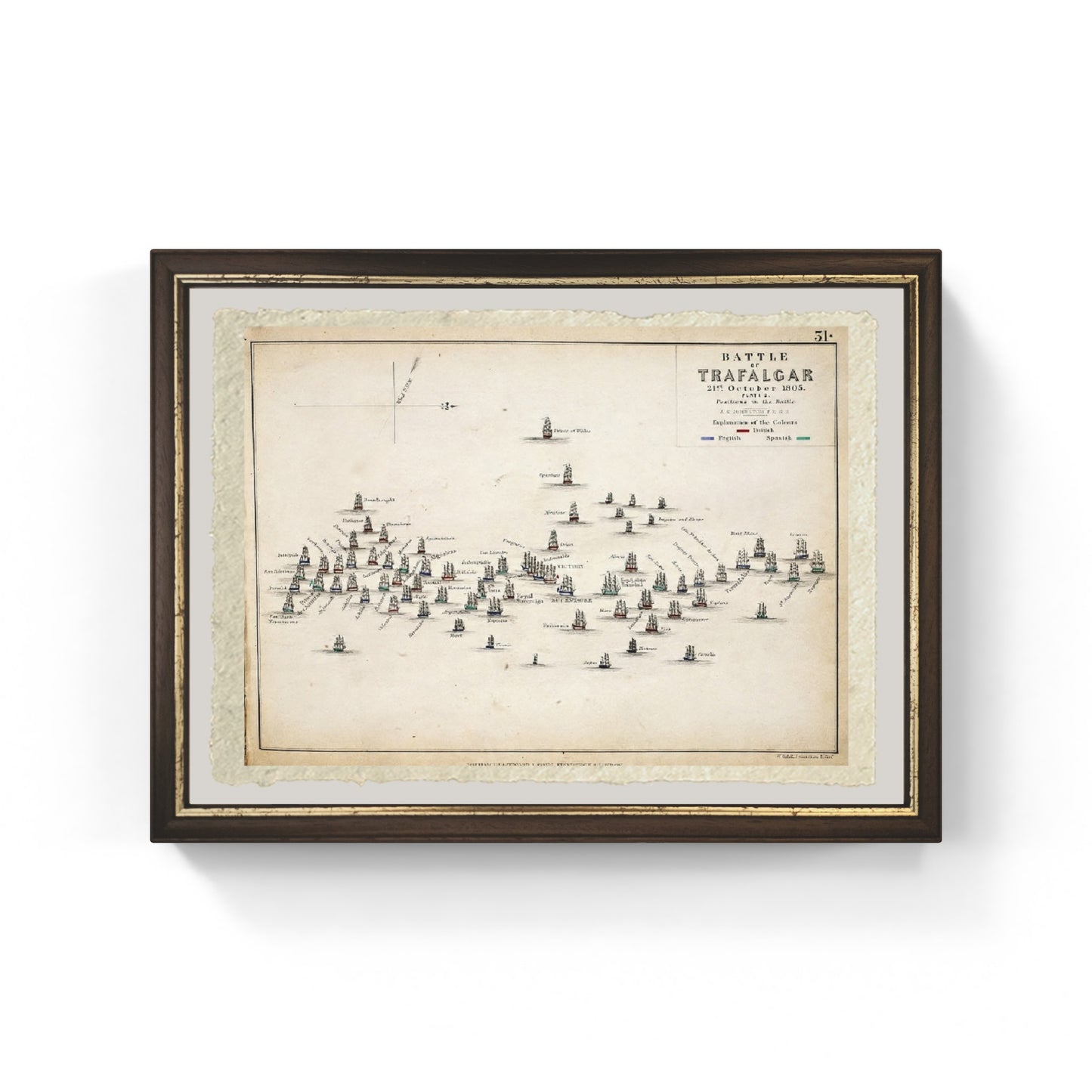Mappa della Battaglia di Trafalgar 1848 - Alexander Keith Johnston