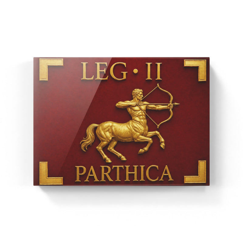 Vessillo romano della Legio II Parthica con il centauro, riproduzione su tela con cornice in noce - Trizio Editore