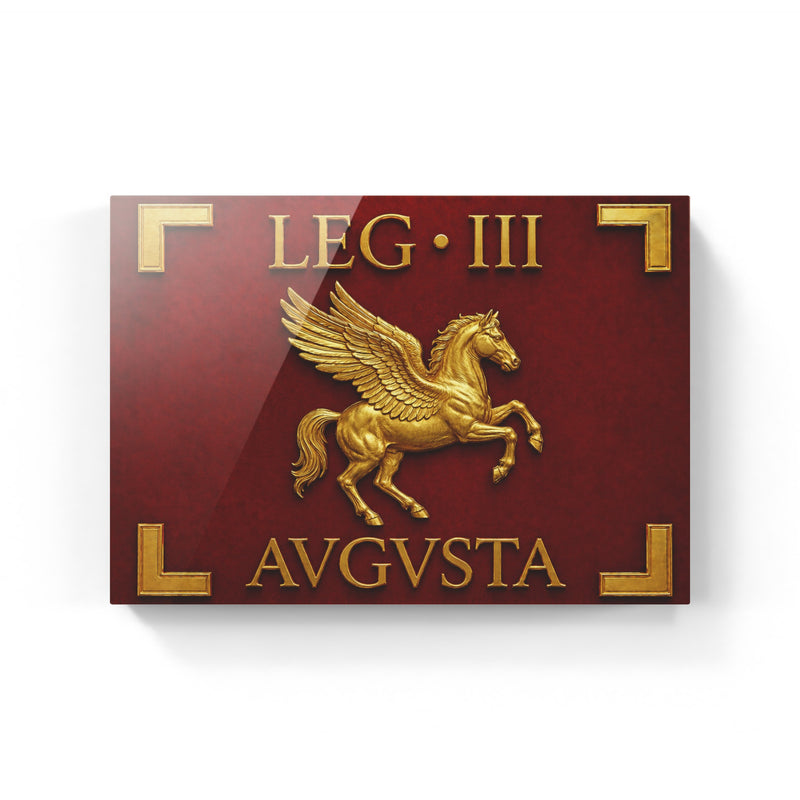 Vessillo romano della Legio III Augusta con Pegaso dorato su fondo rosso - Trizio Editore