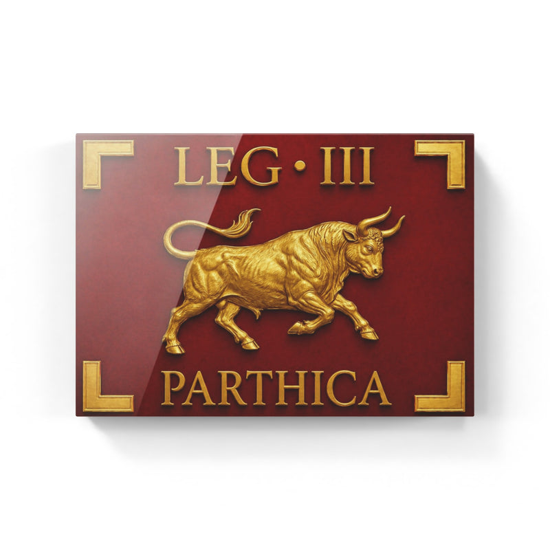 Vessillo romano della Legio III Parthica con toro dorato, riproduzione su tela o acrilico - Trizio Editore