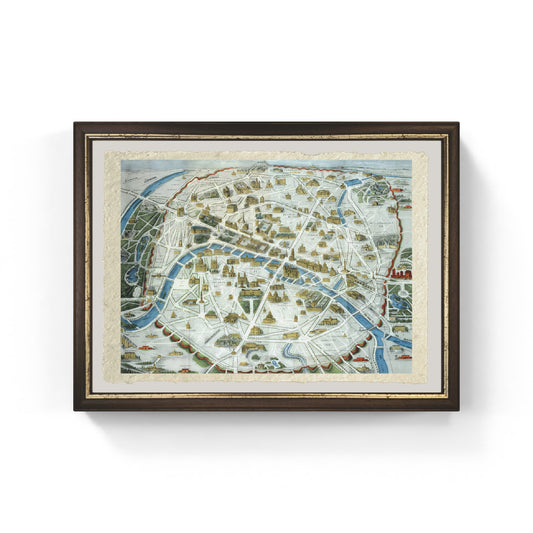 Map of Paris with famous monuments, 1882
