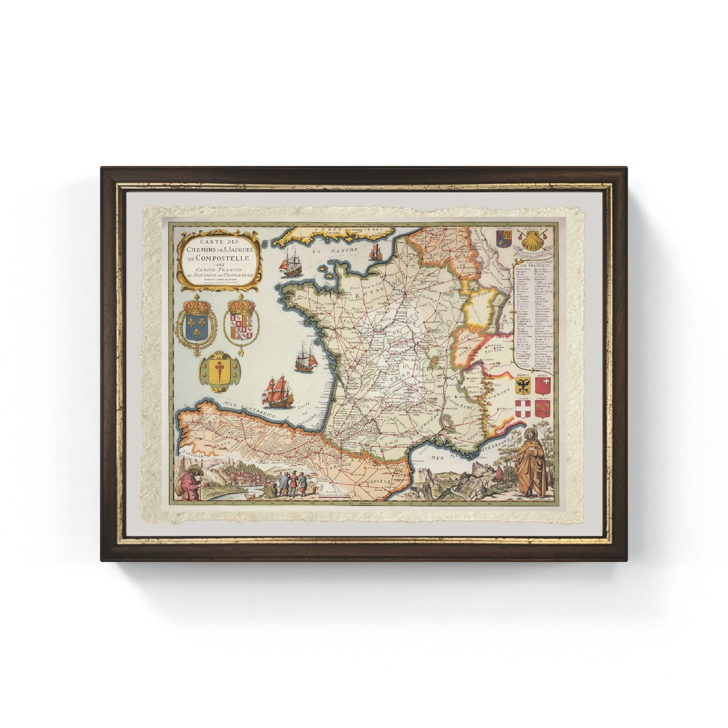 Map of the Routes of St. James of Compostela 1648 - D. Serveaux