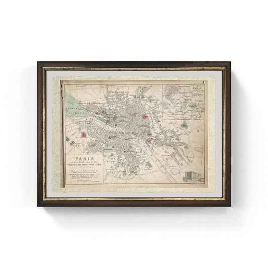 Map of Paris at the Outbreak of the French Revolution, 1789 - Alexander Keith Johnston