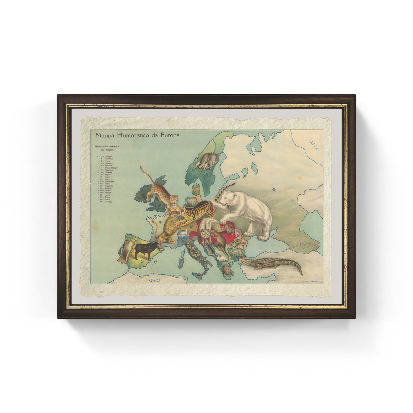 Zoomorphic caricature map of Europe by António Soares