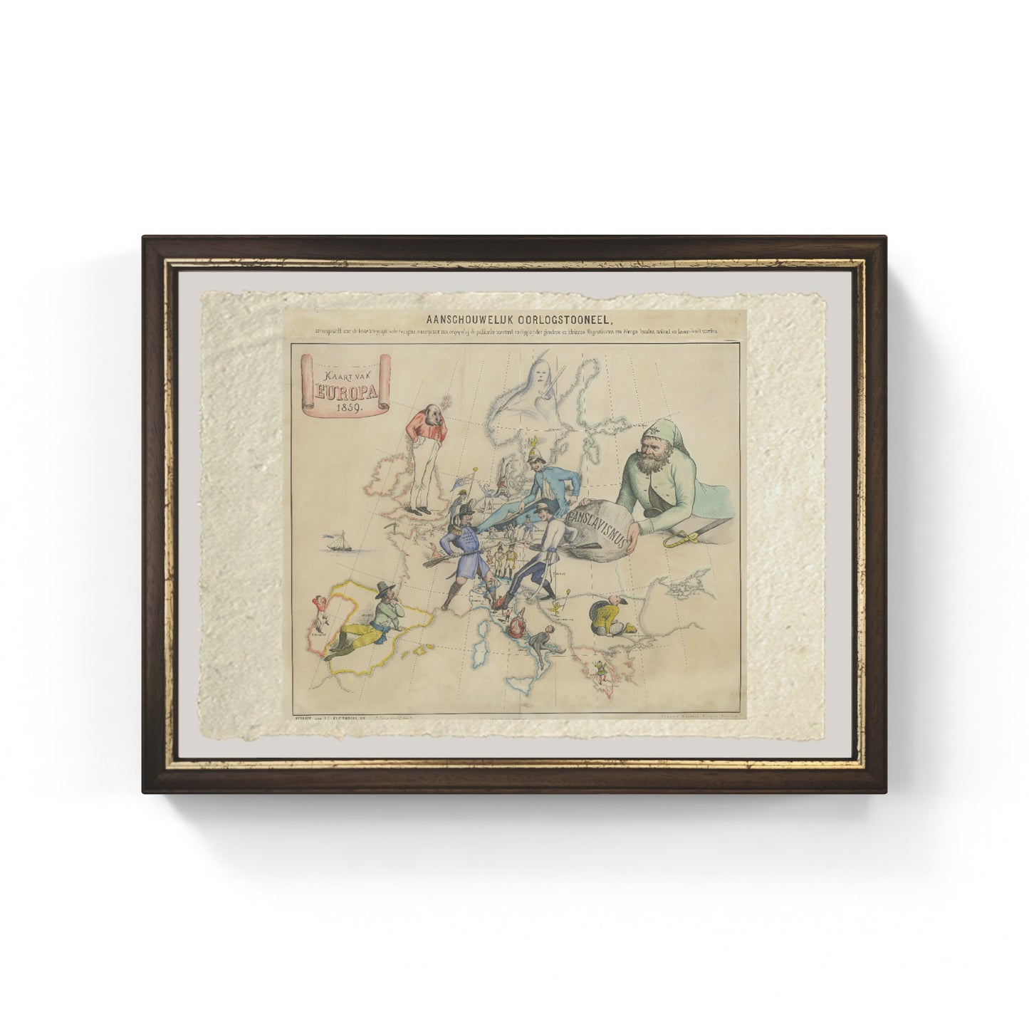 Dutch caricature map of Europe during the Franco-Austrian War by Jan van Brederode