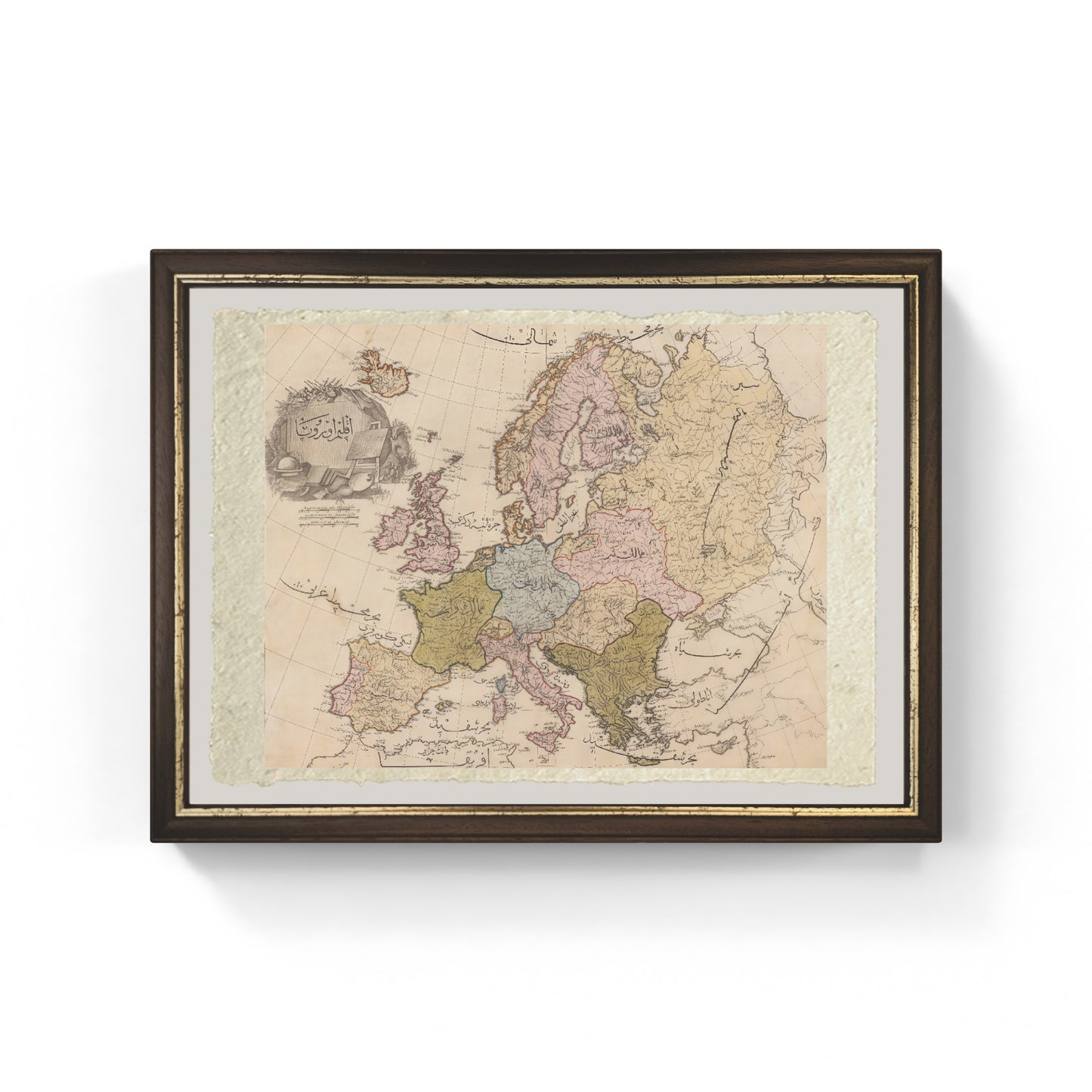 Rare Ottoman Map of Europe by Mahmoud Raif Efendi