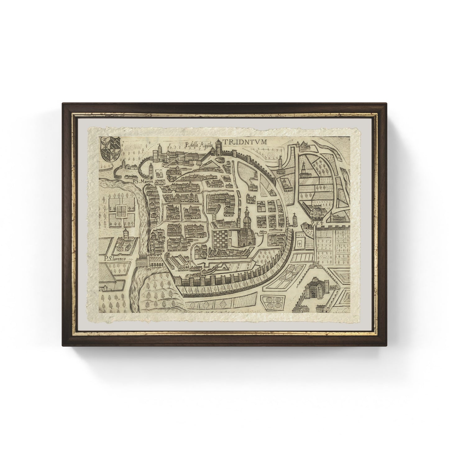 Map of the ancient city of Trento by Pietro Bertelli