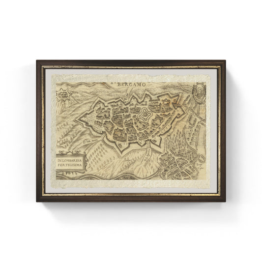 Map of the ancient city of Bergamo by Pietro Bertelli