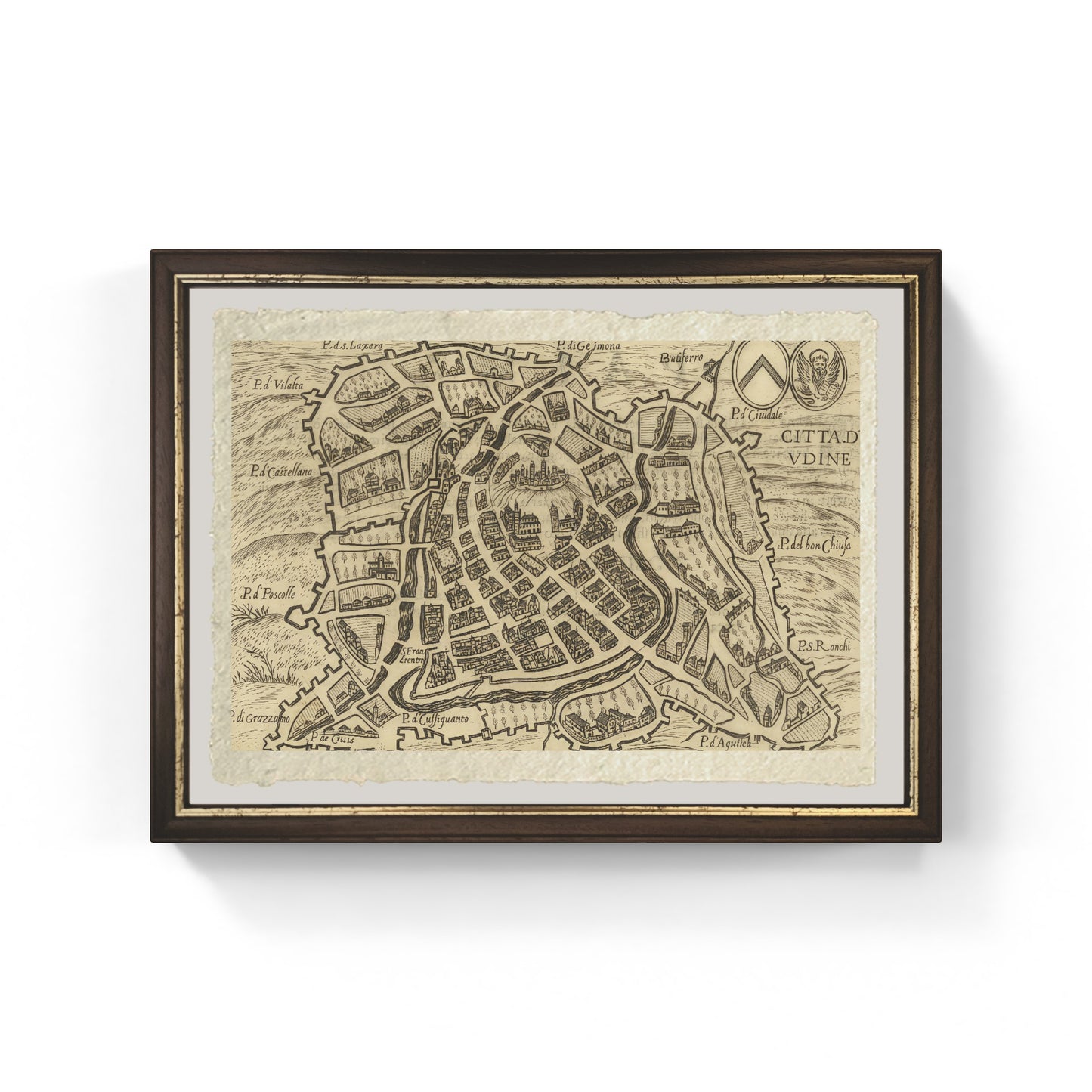 Map of the ancient city of Udine by Pietro Bertelli