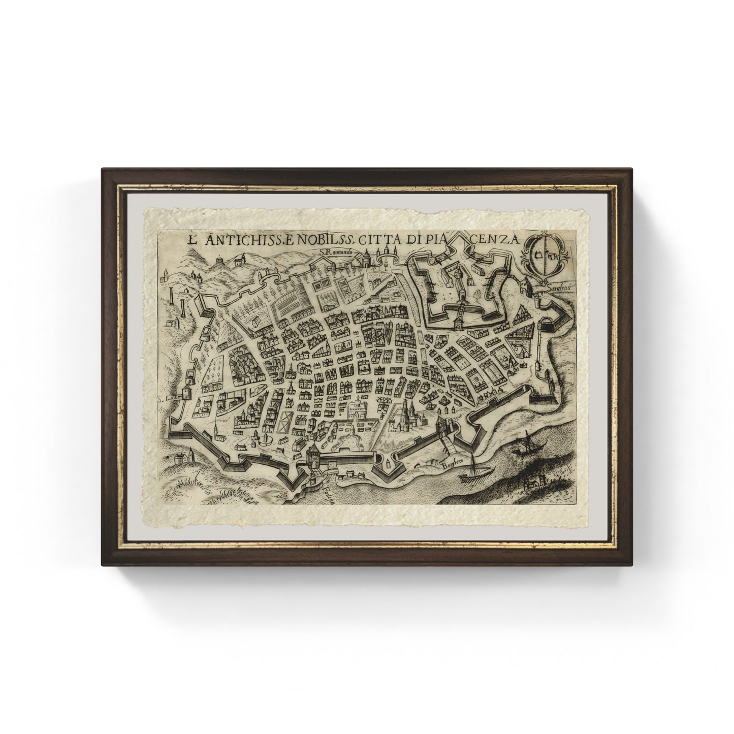 Map of the ancient city of Piacenza by Pietro Bertelli