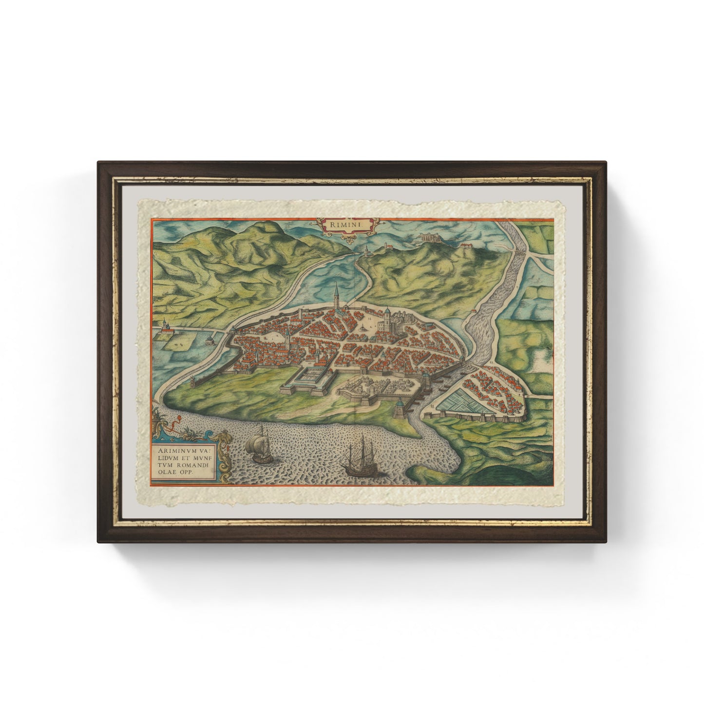 Map of Ancient Rimini by Georg Braun and Frans Hogenberg