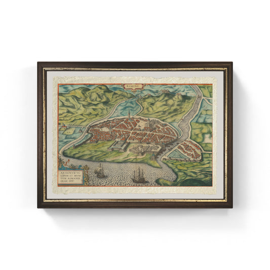 Map of Ancient Rimini by Georg Braun and Frans Hogenberg