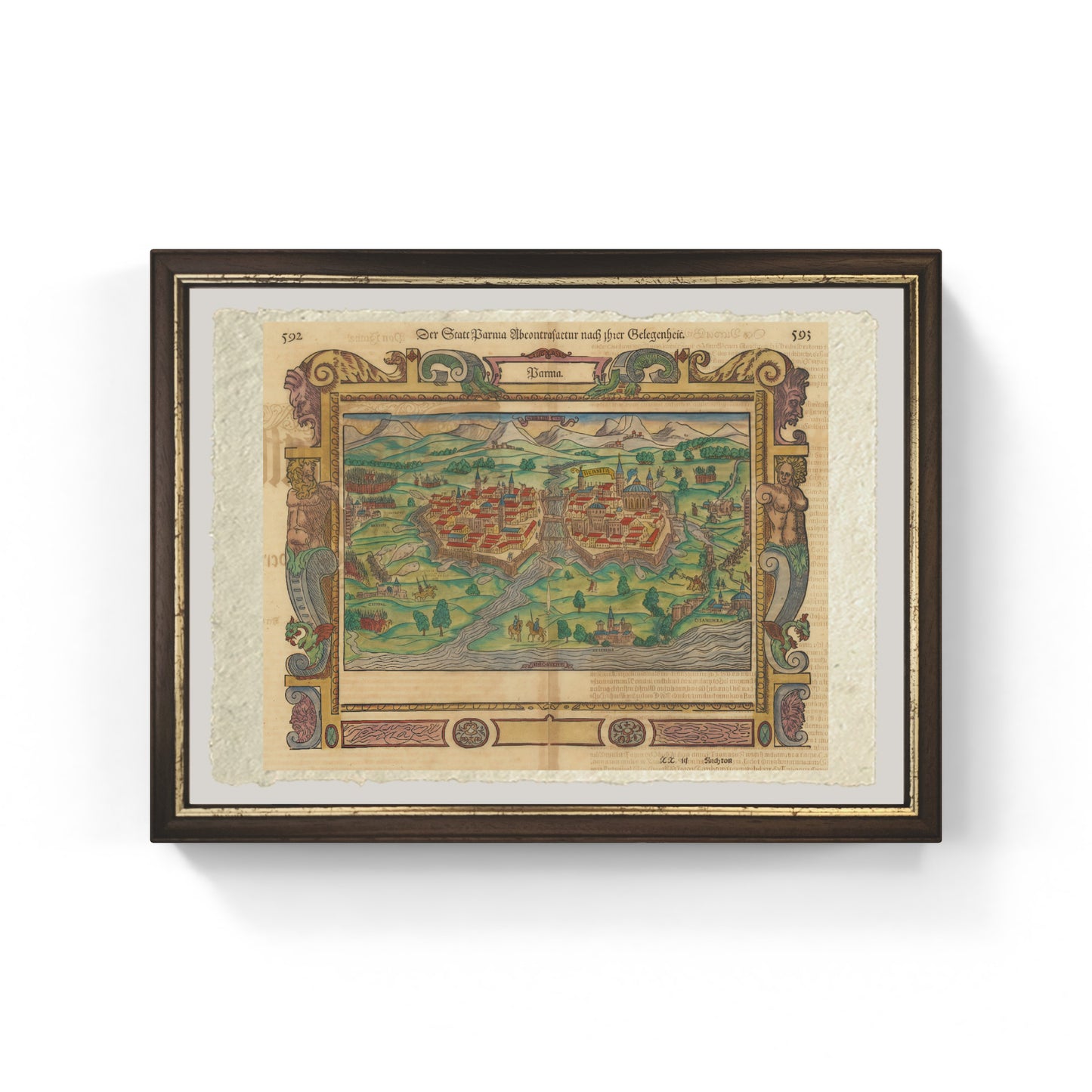 Mappa dell'antica Parma di Sebastian Munster