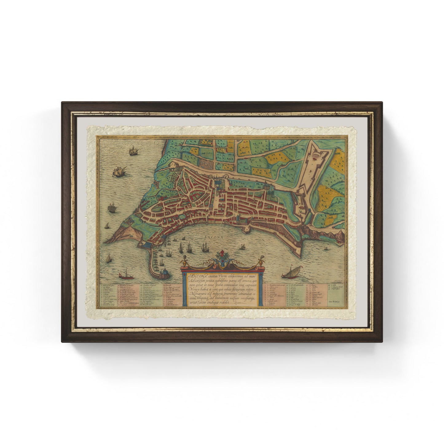 Map of ancient Ancona by Georg Braun and Frans Hogenberg