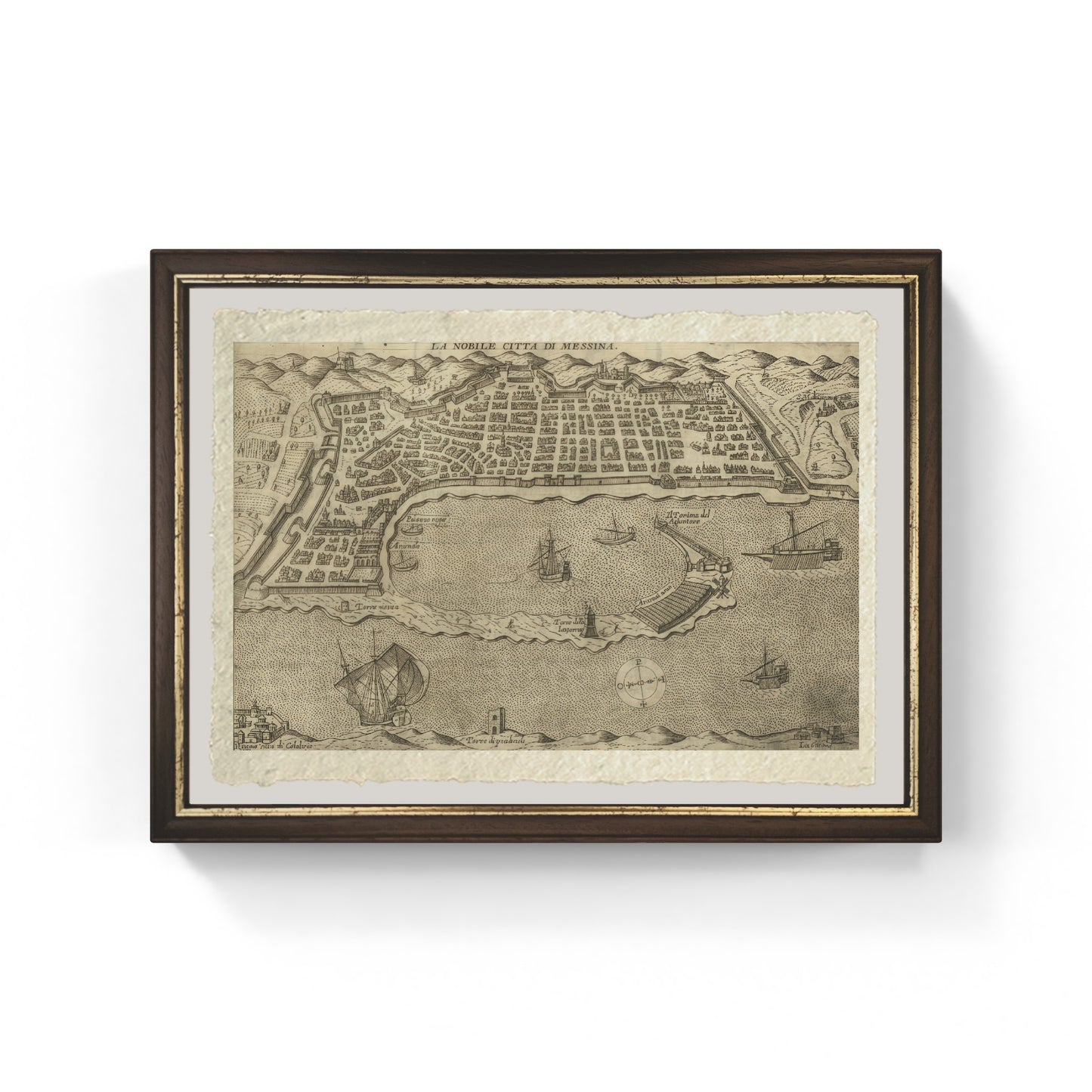 Map of the ancient city of Messina by Pietro Bertelli