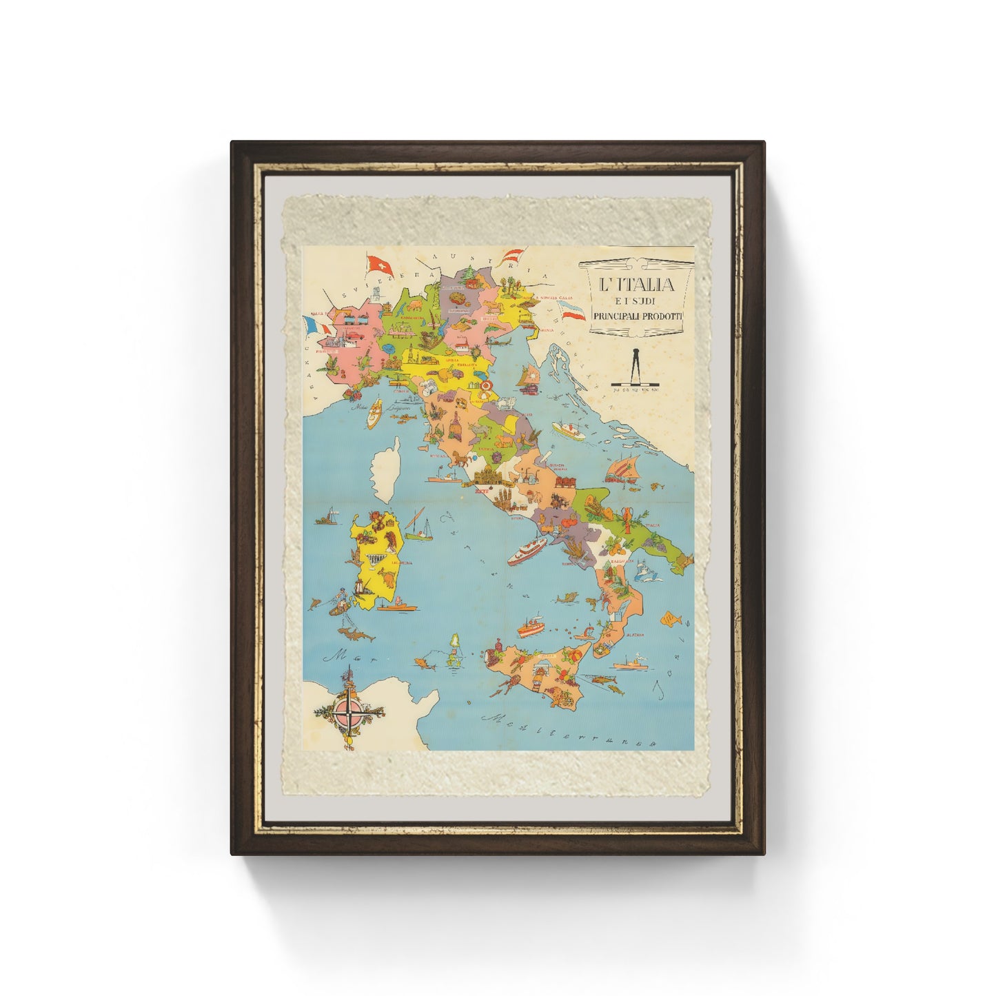Map of Italy and its typical products