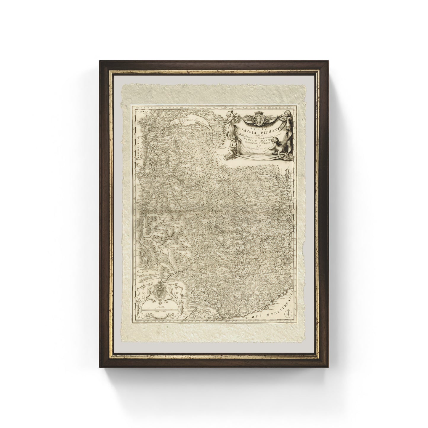 Detailed map of Piedmont and the States of Savoy by Vincenzo Maria Coronelli