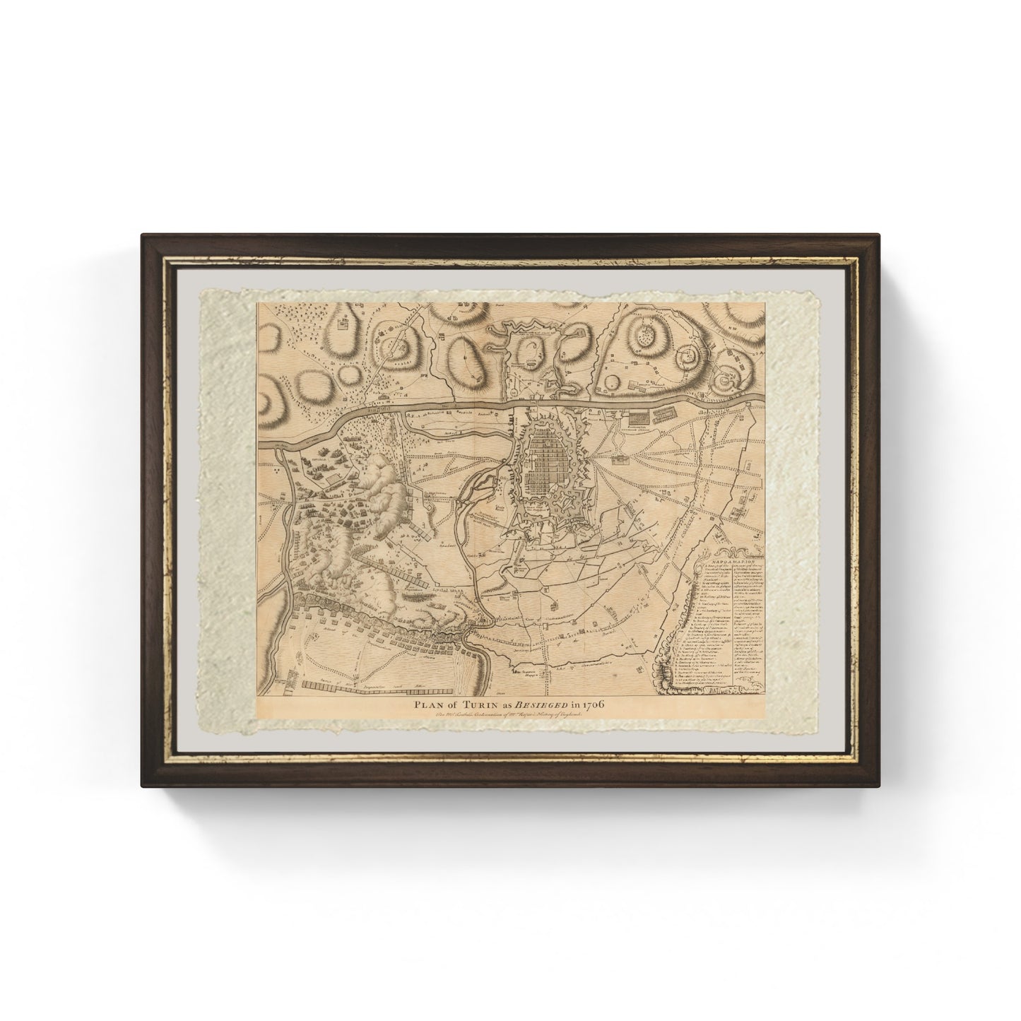 Pianta di Torino assediata nel 1706 di Paul de Rapin de Thoyras
