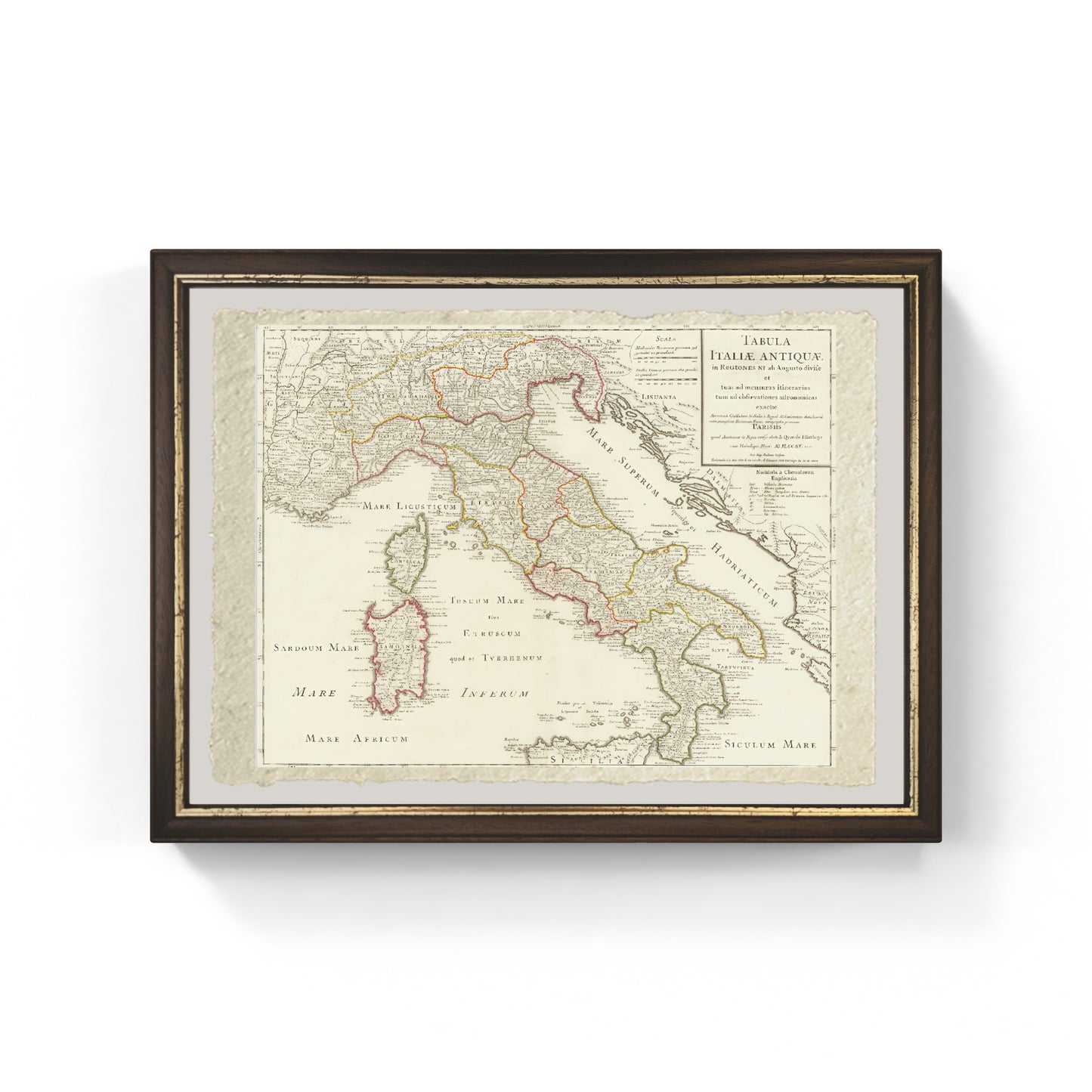 Rare map of Roman Italy with the Augustan regions by Philippe Buache