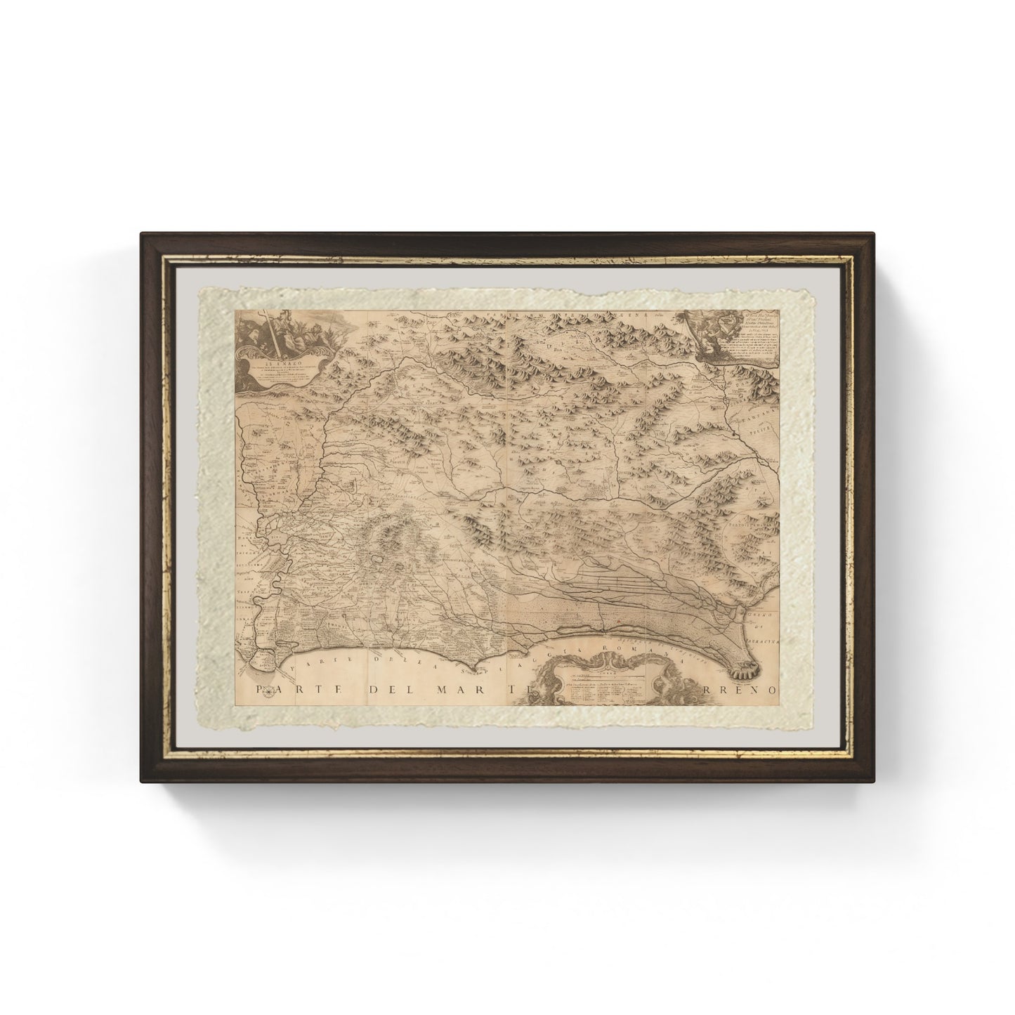 Mappa del Lazio nel 1693 con strade, casali e tenute di Giacomo Giovanni Rossi