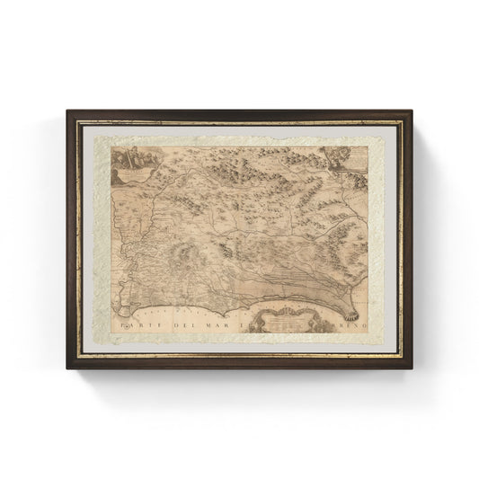 Map of Lazio in 1693 with roads, farmhouses and estates by Giacomo Giovanni Rossi