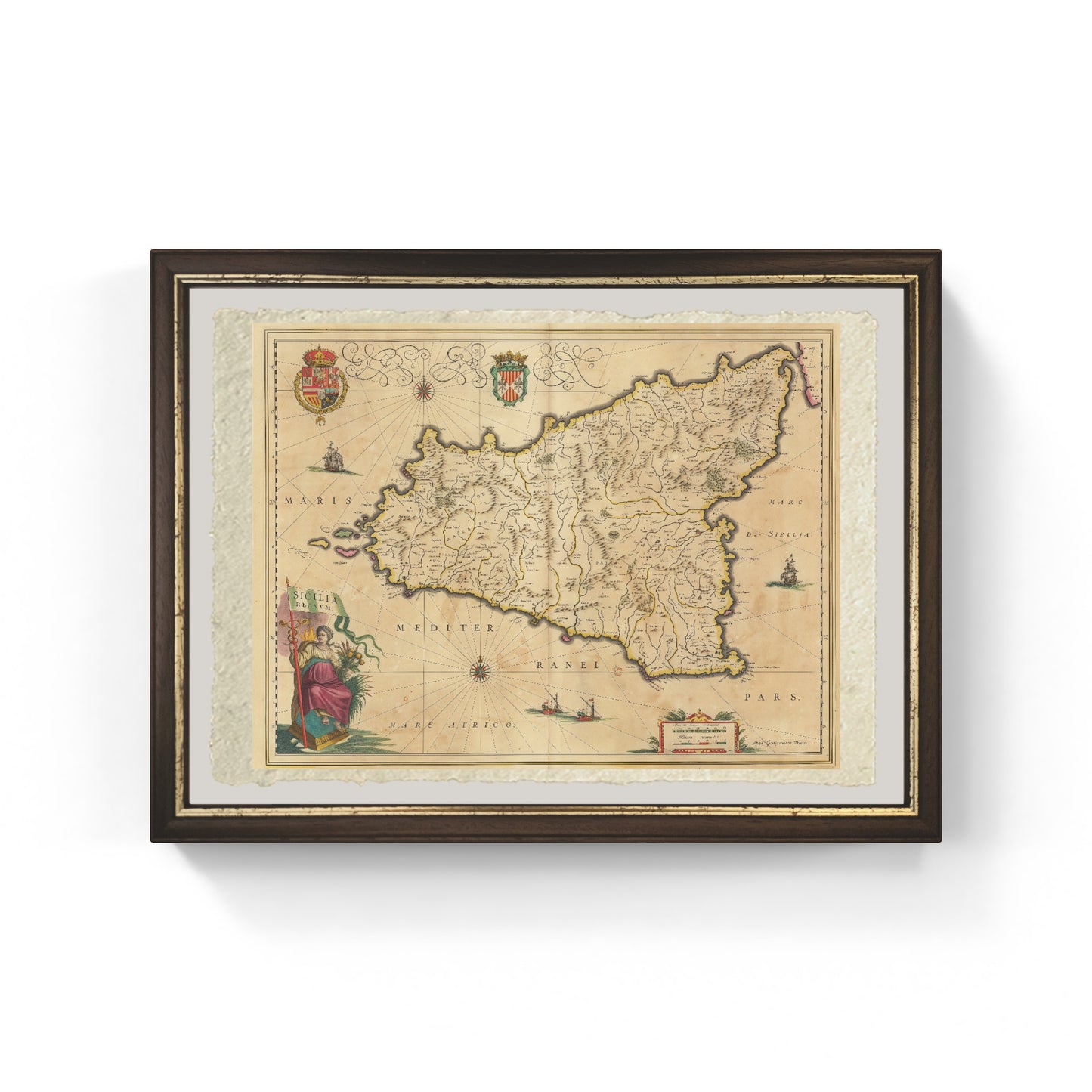 Mappa del Regno di Sicilia nel 1640 di Willem Janszoon Blaeu