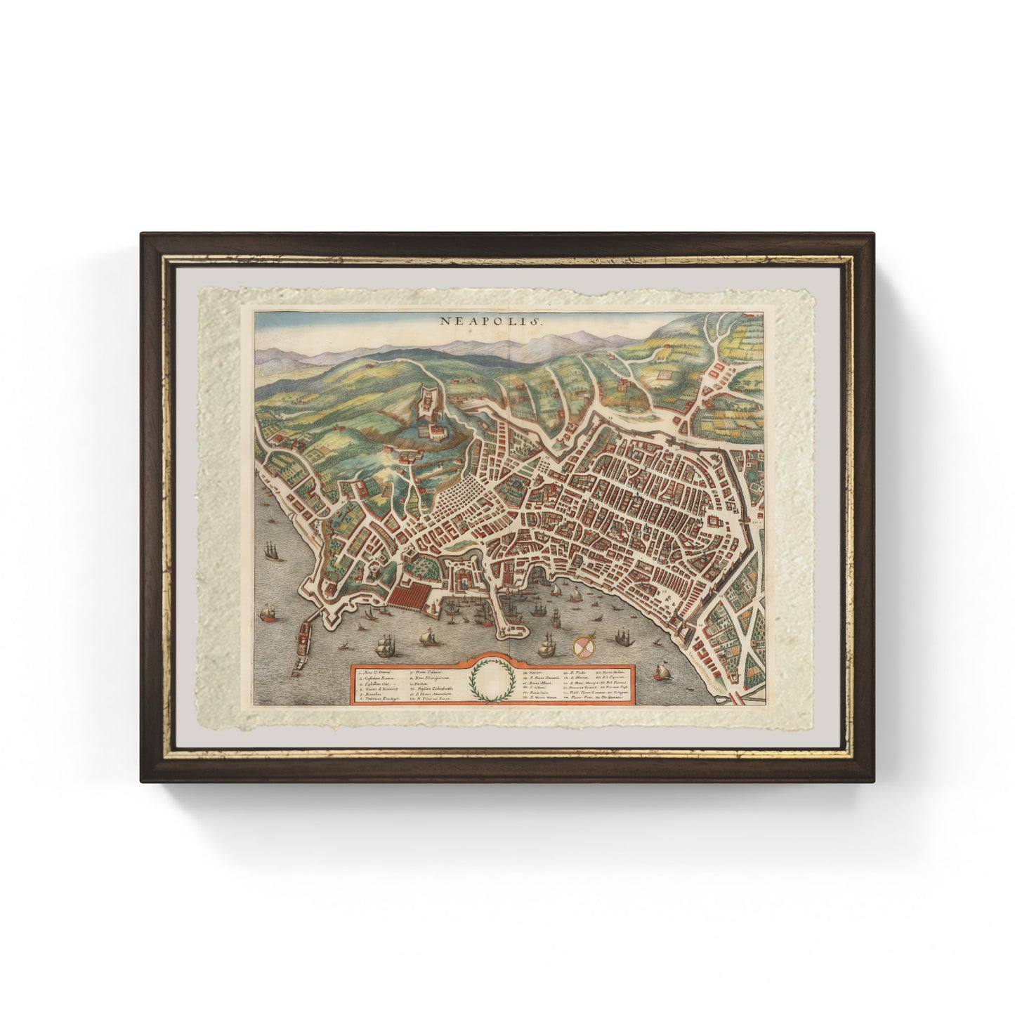 Mappa di Napoli agli inizi del 1600 di Matthäus Merian