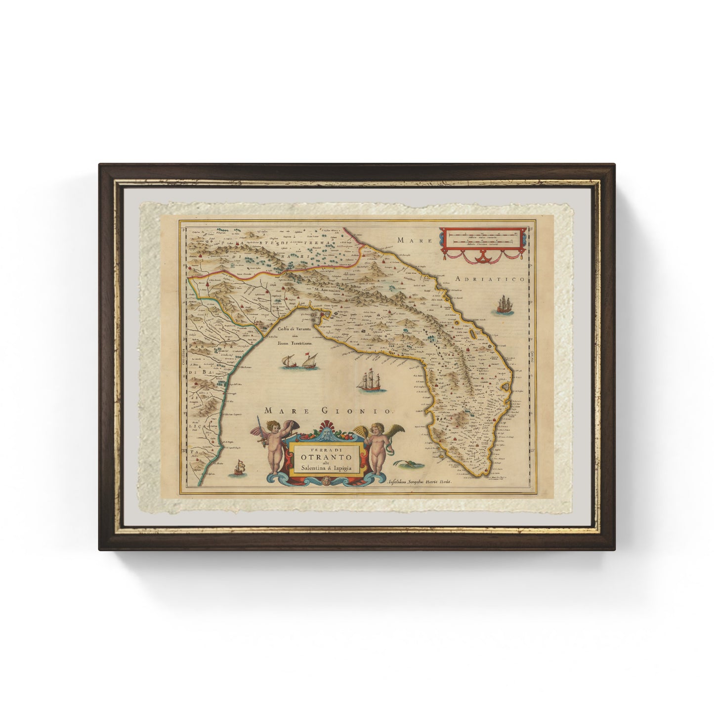 Map of ancient Otranto, Salento, and Iapygia by Henricus Hondius