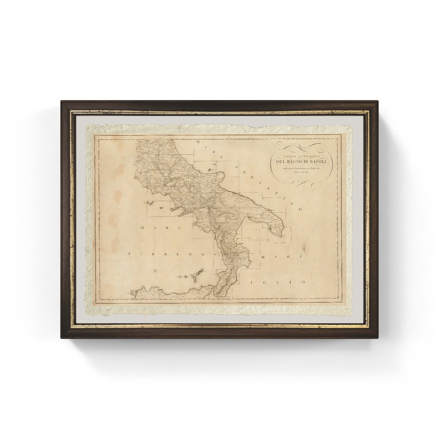 General map of the Kingdom of Naples by Giovanni Antonio Rizzi-Zannoni
