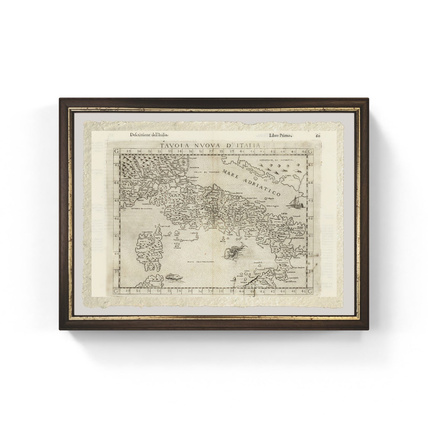 Ancient Map of Italy by Girolamo Ruscelli