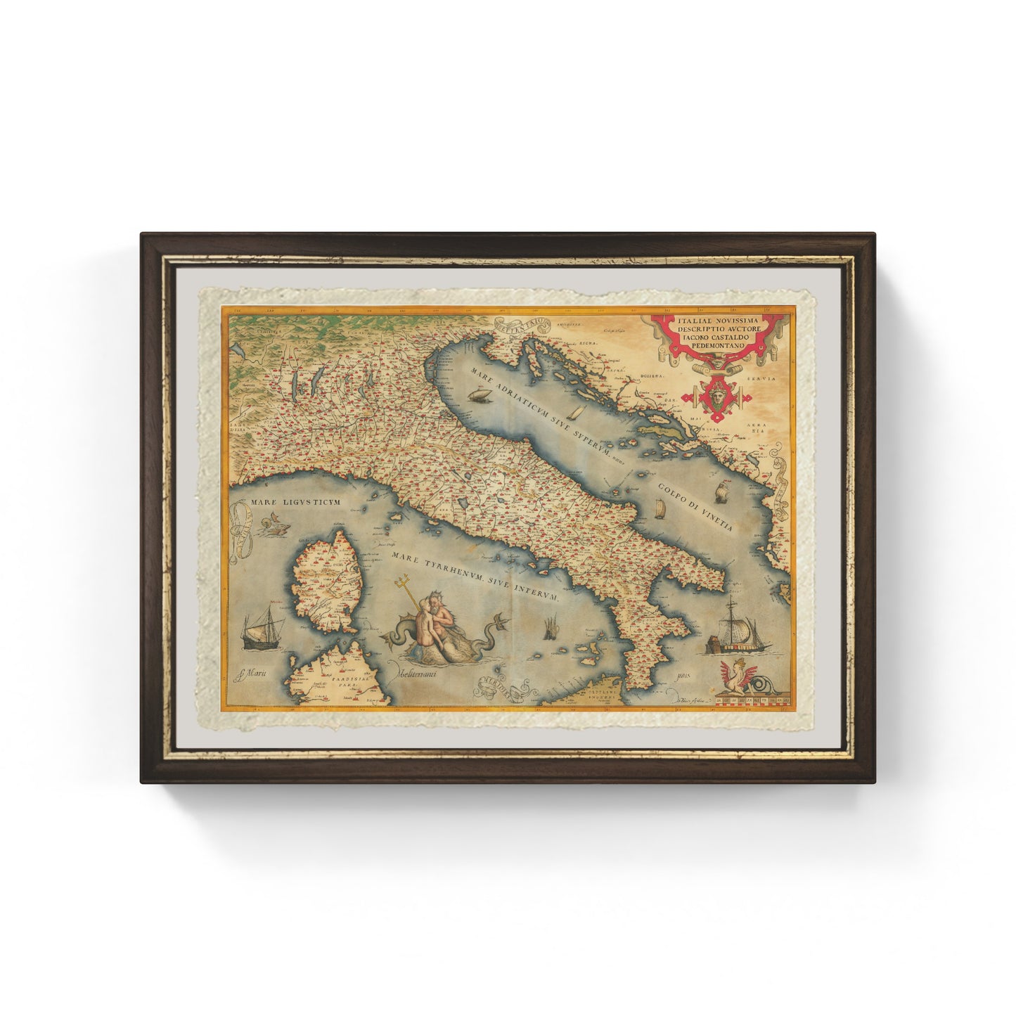 Mappa decorativa dell'Italia di Abraham Ortelius