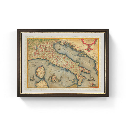 Decorative map of Italy by Abraham Ortelius