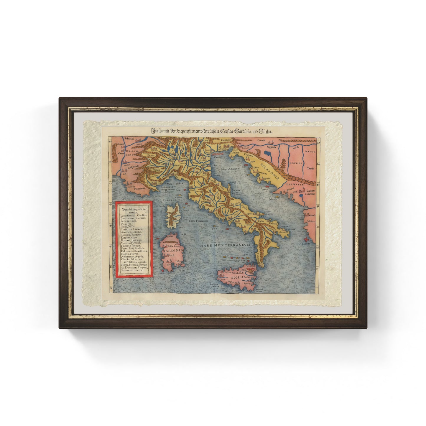 Mappa dell'Italia e delle isole di Sebastian Munster
