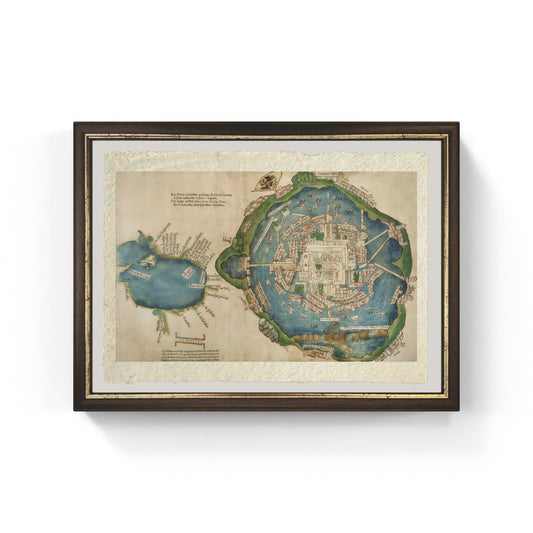 Mappa di Tenochtitlan e del Golfo del Messico, da Praeclara Ferdinadi Cortesii de Nova maris Oceani Hyspania Narratio