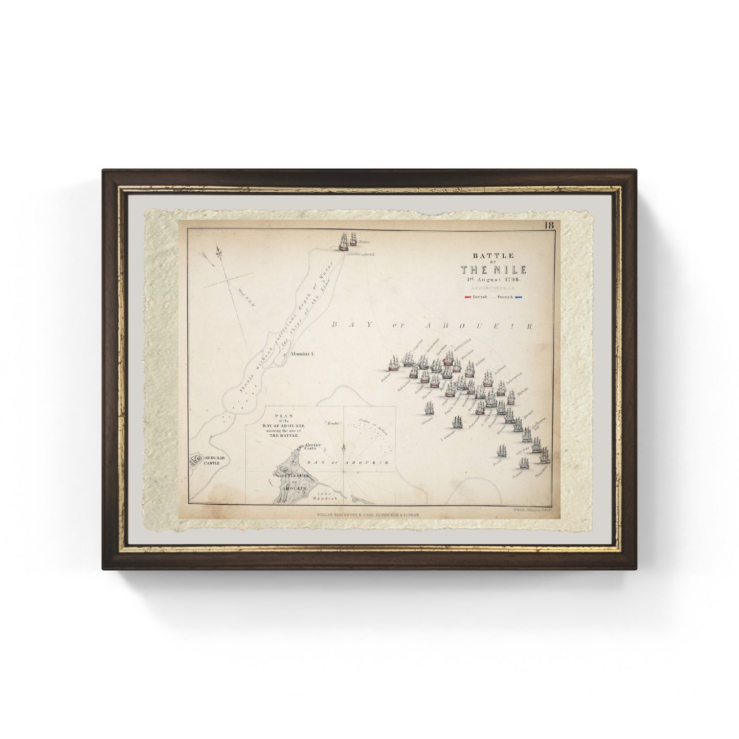 Mappa della Battaglia del Nilo, 1848 - Alexander Keith Johnston