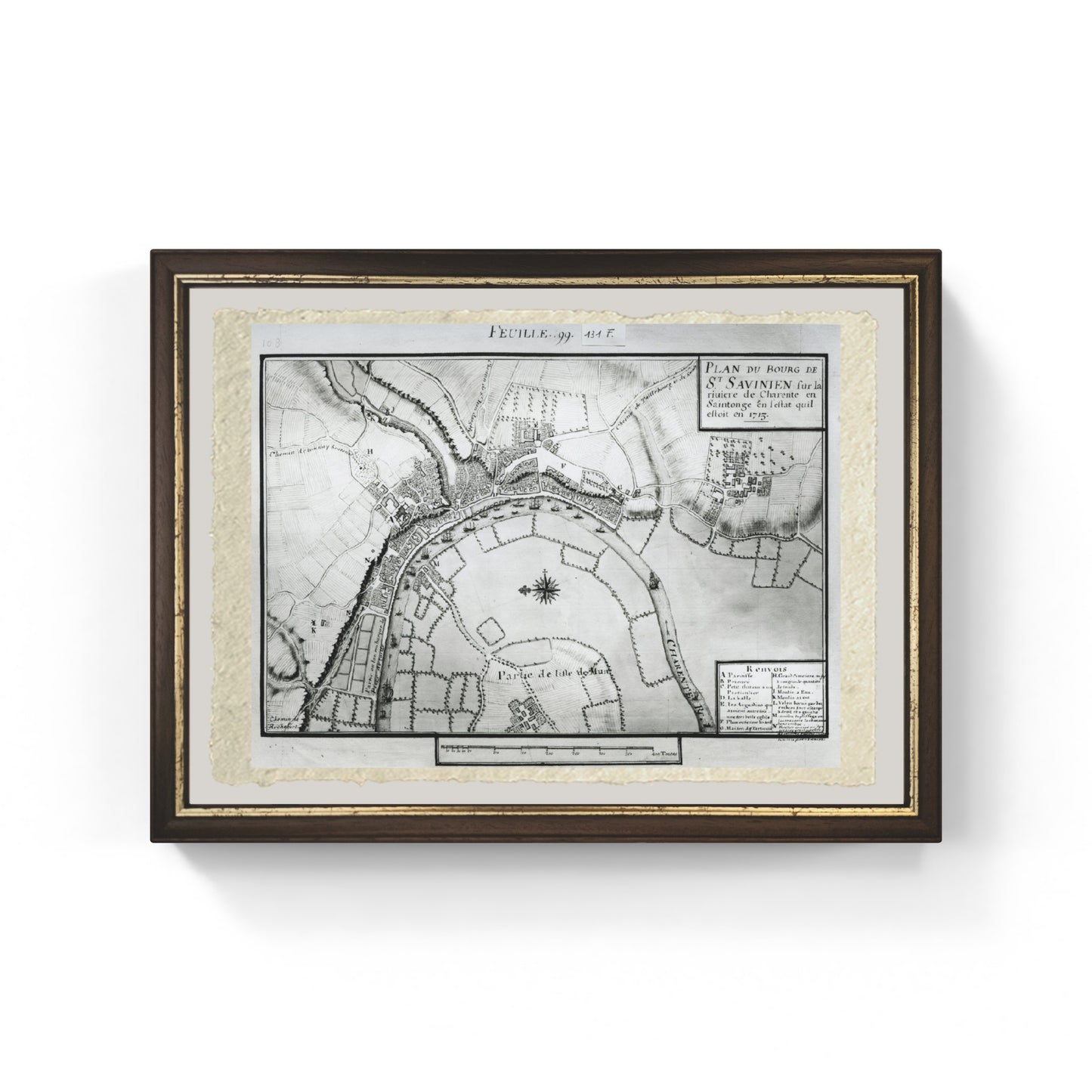 Map of Saint-Savinien on the Charente River in 1713