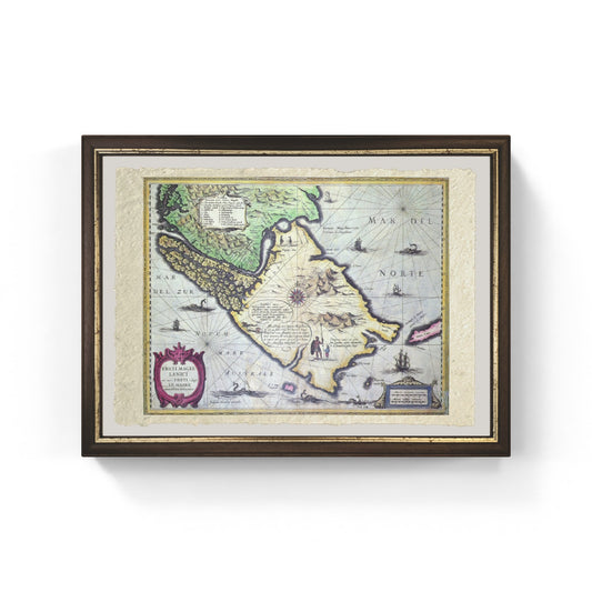 Mappa dello Stretto di Magellano, Patagonia (incisione a colori)