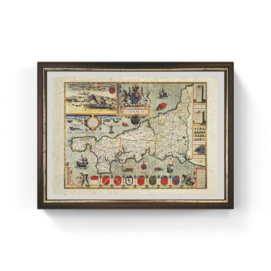 Mappa della Cornovaglia da 'Il Teatro dell'Impero della Gran Bretagna', pub. a Londra da George Humble, edizione del 1627, John Speed