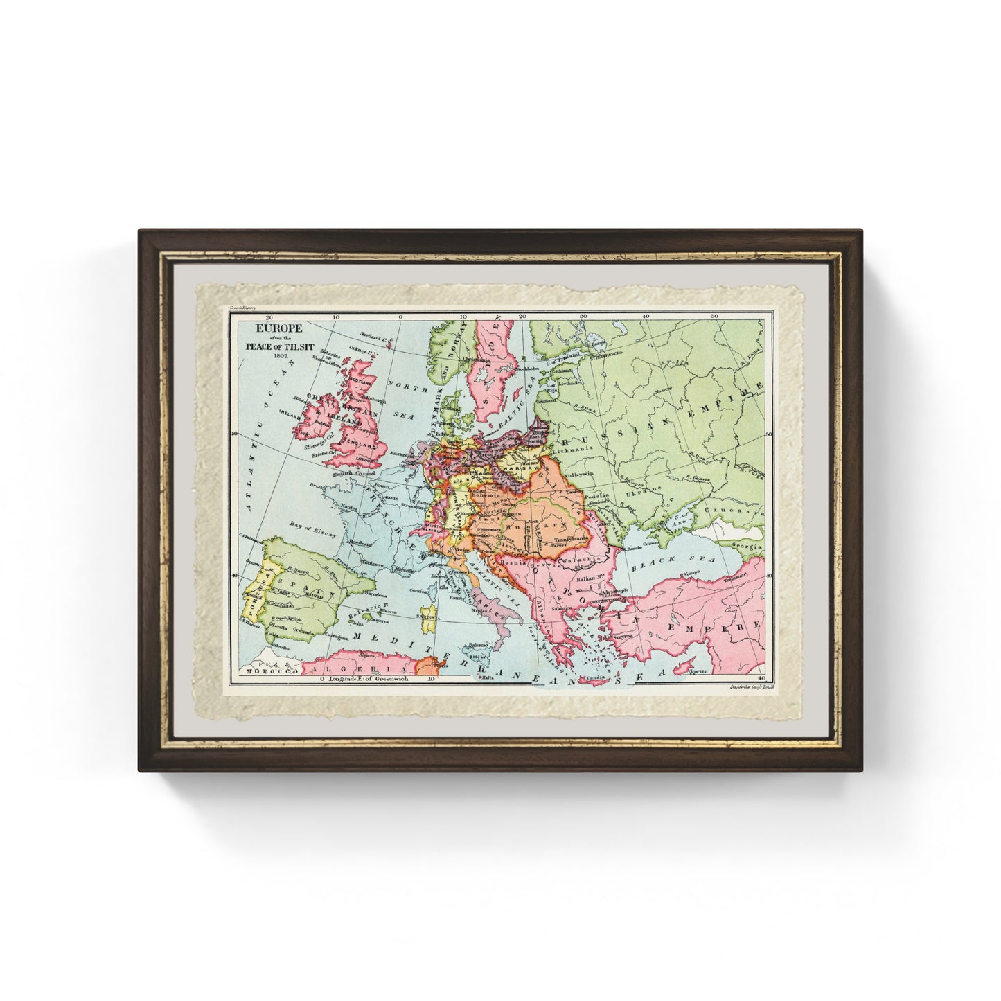 Map of Europe after the Peace of Tilsit in 1807