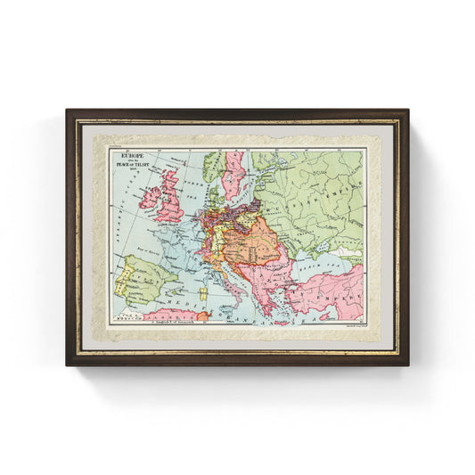 Mappa dell'Europa dopo la Pace di Tilsit nel 1807, da 'Breve storia del popolo inglese' di J. R. Green, pubblicato 1893