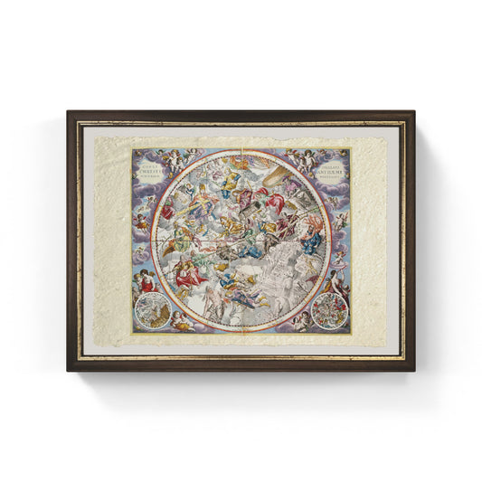 Mappa delle costellazioni cristiane come raffigurate da Julius Schiller, da 'The Celestial Atlas, or The Harmony of the Universe' (Atlas coelestis seu harmonia macrocosmica) pub. da Joannes Janssonius, Andreas Cellarius