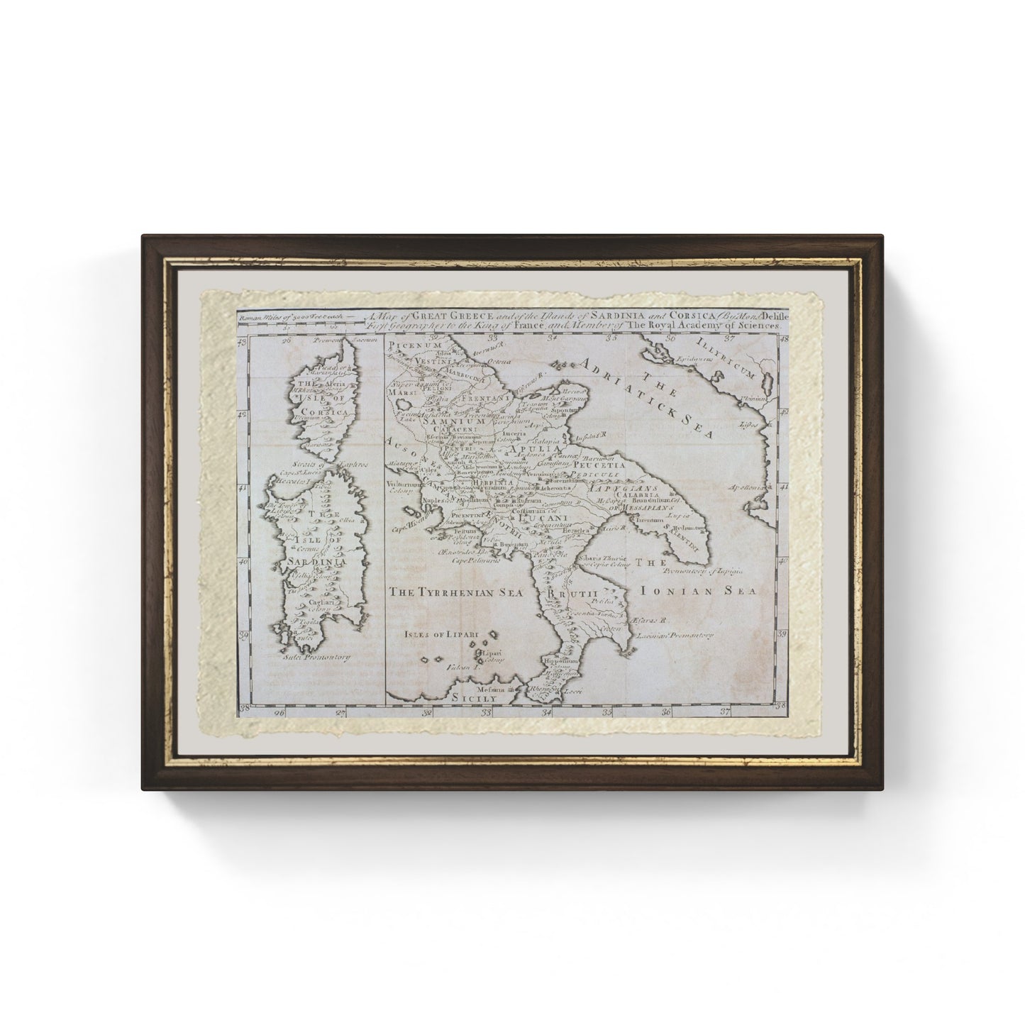 Map of Southern Italy, Corsica and Sardinia - Guillaume Delisle
