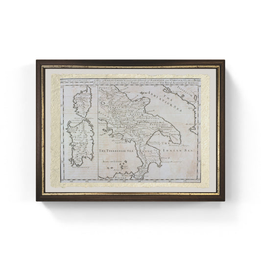 Mappa dell'Italia meridionale, Corsica e Sardegna conosciuta nei tempi antichi come Magna Grecia, inizio XVIII secolo, Guillaume Delisle