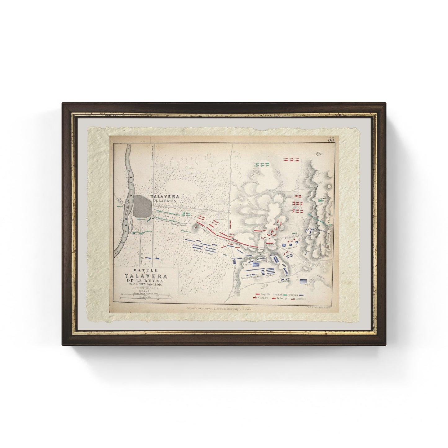Mappa della battaglia di Talavera, pubblicata da William Blackwood and Sons